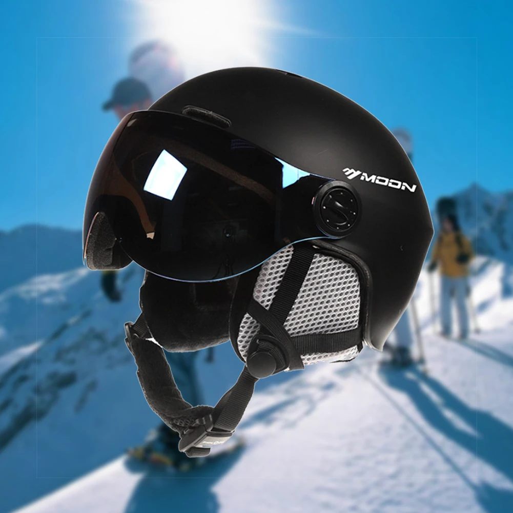 Для мужчин женщин Регулируемый лыжный шлем дышащий анти шок портативный спортивный защитный взрослых с очками зимний сноуборд езда