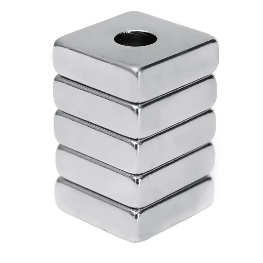 5Pcs 15x15x5mm N52 Square Hole Super Strong Blocks Magnets 15mmx15mmx5mm Rare Earth Neodymium 15*15*5 Permanent | Обустройство дома