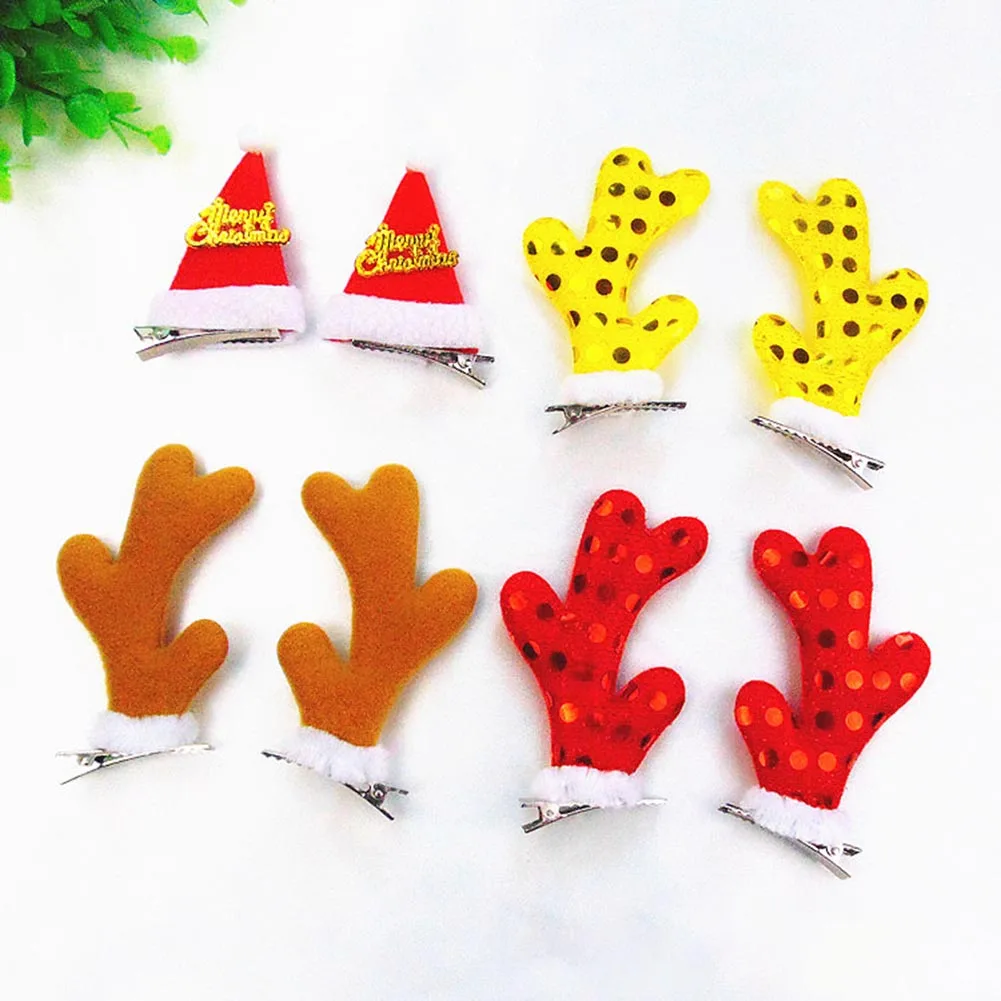 

Hairpin Christmas Hat Small Antlers Barrette Crystal Hair Clip Bow Accessories Xmas Gift For Women Girls