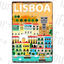 Lisboa металлическая пластина Оловянная табличка металлическая винтажная декоративная металлическая вывеска металлический плакат домашний бар паб кафе украшение винтажные плакаты