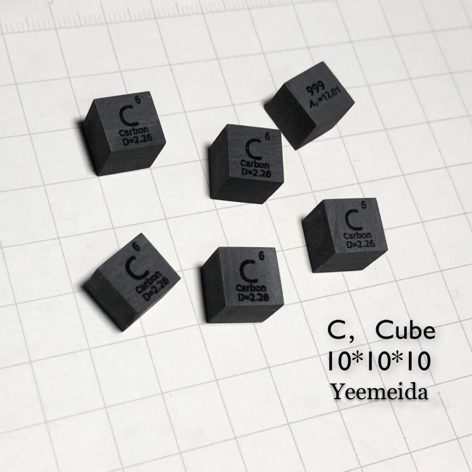 1PCS Carbon-C Кубик элемента, набор 10 мм, кубики плотности металла для ежедневных металлов, коллекция стола, железо, медь, свинец, никель, титан, Mg C - Цвет: 1PCS Carbon-C
