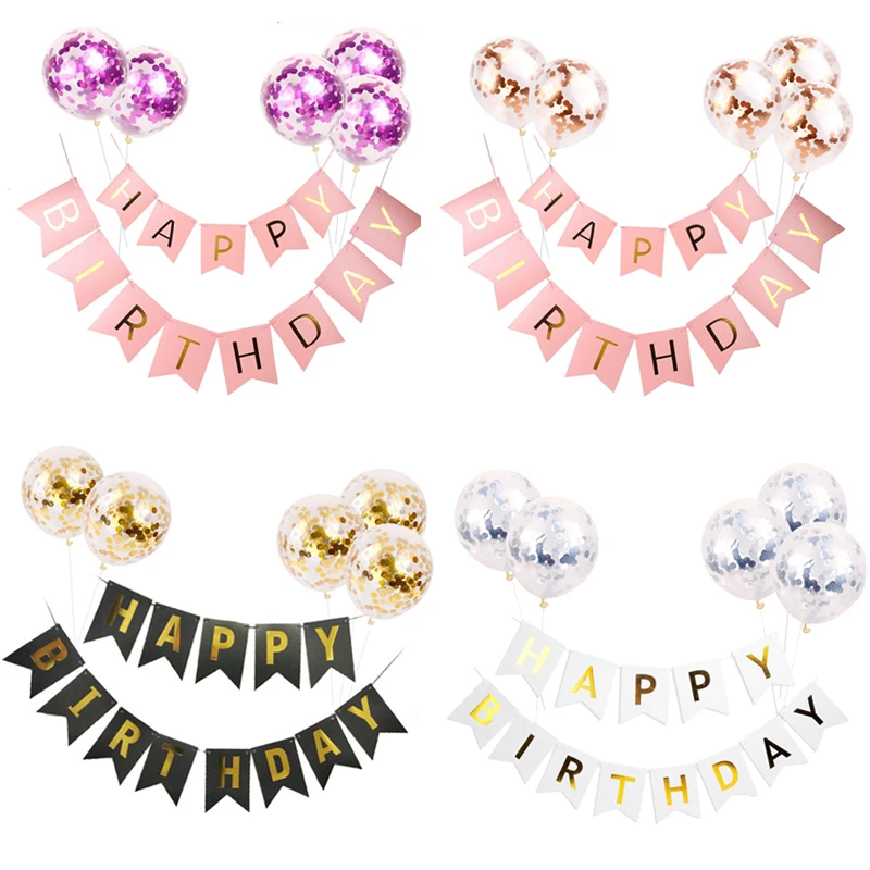 

6pcs/Lot Happy Birthday Banner Garland Confetti Balloons Birthday Party Decorations Boy Girl Kids Baby Shower Party Favors