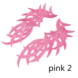 Elegant White Floral Lace Applique Trim - 5 Pairs for Sewing & Wedding Dress Embellishments (Pink 2)