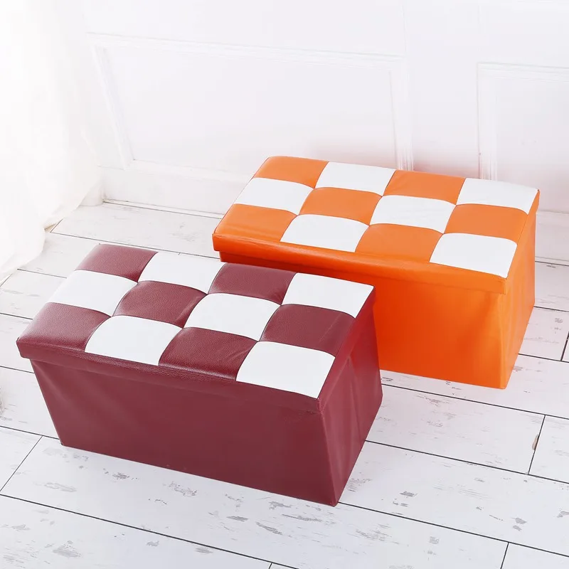 

Leather Storage Chair Footstool Home Storage Chair Storage Stool Large Size Finishing Box Foldable Sofa Stool Box People