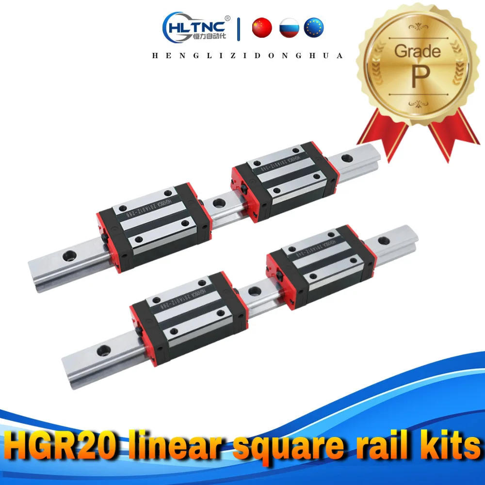 Cnc Guide 2pcs Hgr20 Linear Guide Square Rail 200mm800mm + 4pcs Slides