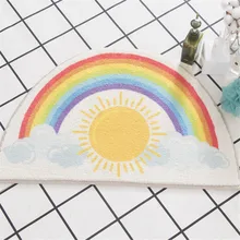 Полукруглый мультяшный Радужный коврик для ванной комнаты, нескользящий водопоглощающий напольный коврик, милый фруктовый принт с животными, коврик для двери