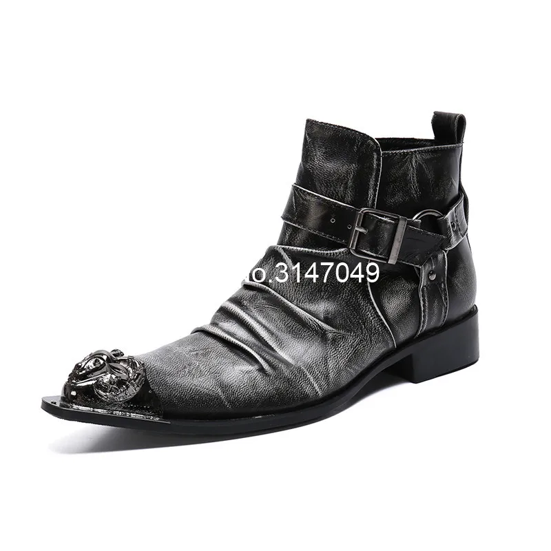 mens boots buckle strap