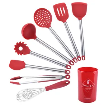 

8PCS Stainless Steel Food Grade Silicone Cooking Spoon Soup Ladle-Egg Spatula Turner Kitchen Tools Cooking Utensil Set