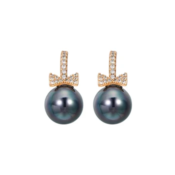 

Fashionable Butterfly Black Pearl personality temperament plated 18K gold earrings female jewelry White Pearl earrings
