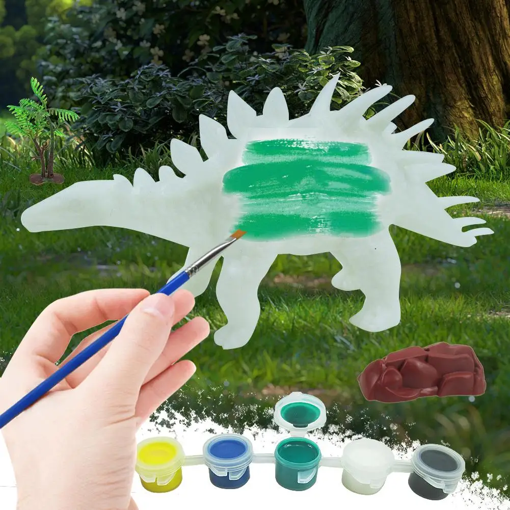 Игрушки для рисования 3D Динозавры модель игрушки моделирование динозавр краски игровой набор Акварельная Ручка Кисть ручка художественное ремесло для детей Девочки Мальчики