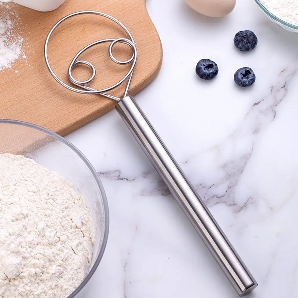 1Pc Eggs Cream Mixing Rods Double Holes Flour Cake Stirrer Whisk For Danish Dough Bread Smooth Tools Coil Mixer Kitchen Tools