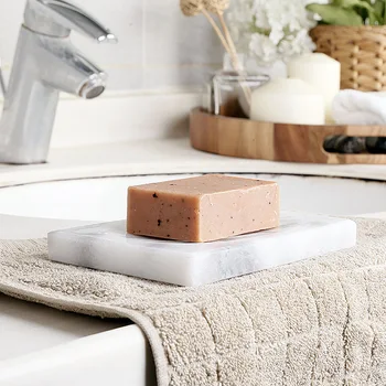 

Creative Natural Marble Round Soap Box Holder Soap Storage Tray Drain Dish Shelf Home Hotel Bathroom Toilet Storage Accessories