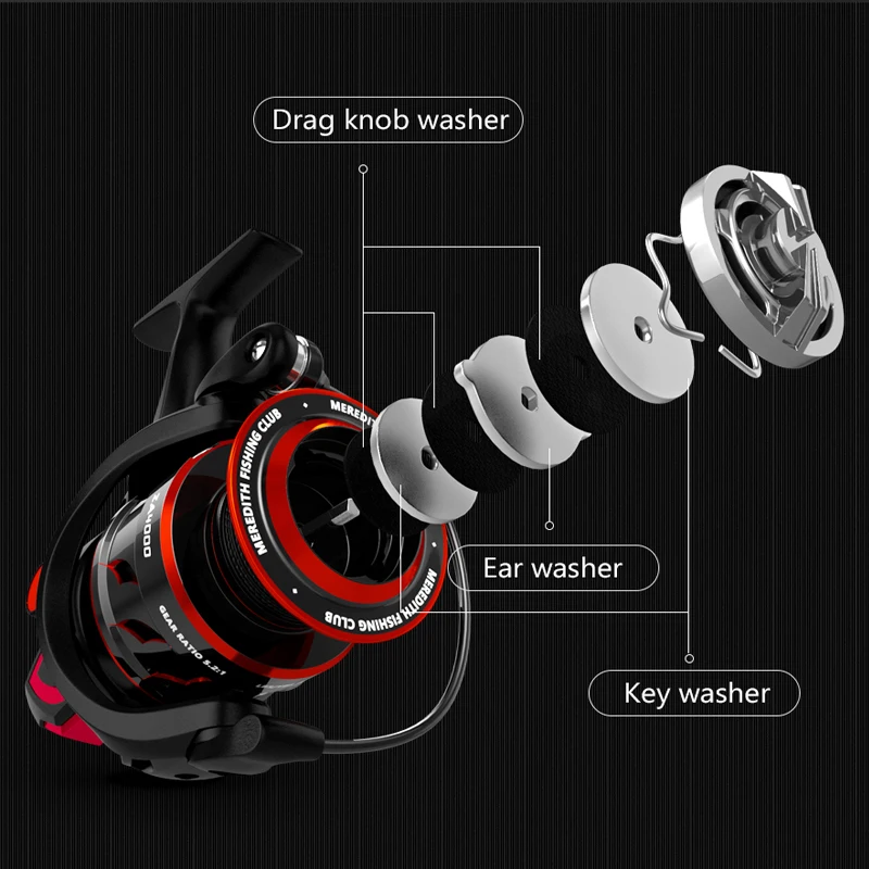 MEREDITH ZA Freshwater Fishing Reel Carbon Fiber Drag Spinning Reel Max Drag 11KG Reel Fishing Accessories 2000-4000 Series