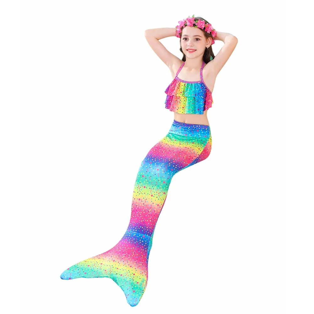 Купальный костюм для девочек; купальный костюм «хвост русалки»; костюм «хвост русалки Ариэль»; детский купальный костюм