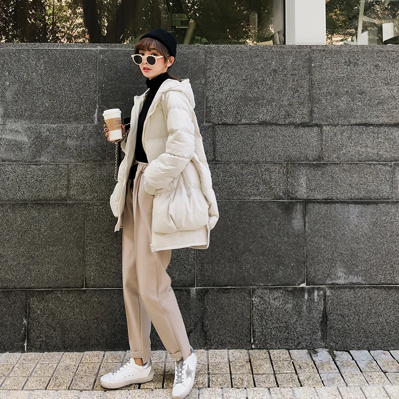 

Cotton Coat Women's 2018 New Style down Coat Loose-Fit BF Students Mid-length Clothes Winter Coat Thick Cotton-padded Jacket