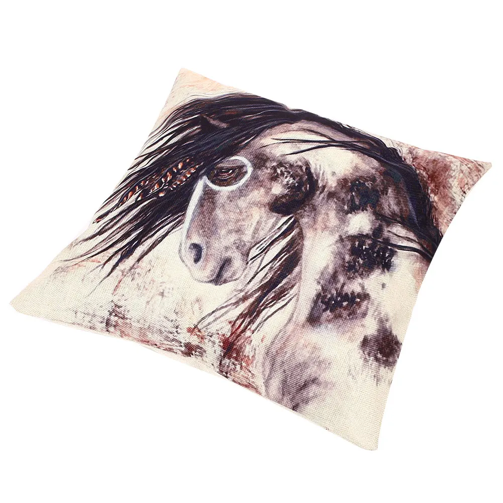 Horse pattern Black Хлопок и лен наволочка лошадь буквы шаблон дома Спальня отдых, сон - Цвет: Horse pattern Black