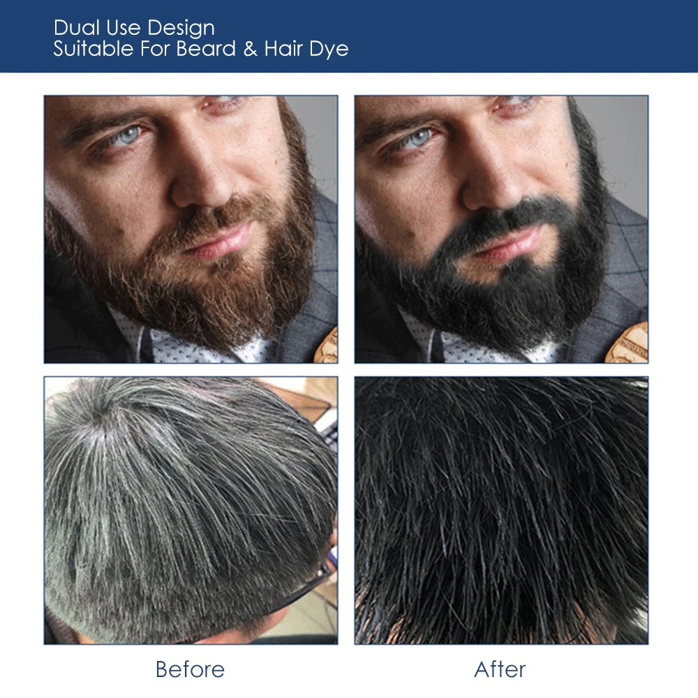 Creme de Barba Natural Barba Tintura Creme Homem Bigode Preto Shampoo Rápido Longa Duração Cuidados Matiz 100% 4 Beleza e saúde