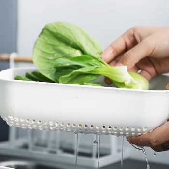 

3pcs Set Plastic Colander Basket Hollow Kitchen Fruit Vegetable Strainer Tool Drain Baskets BJStore