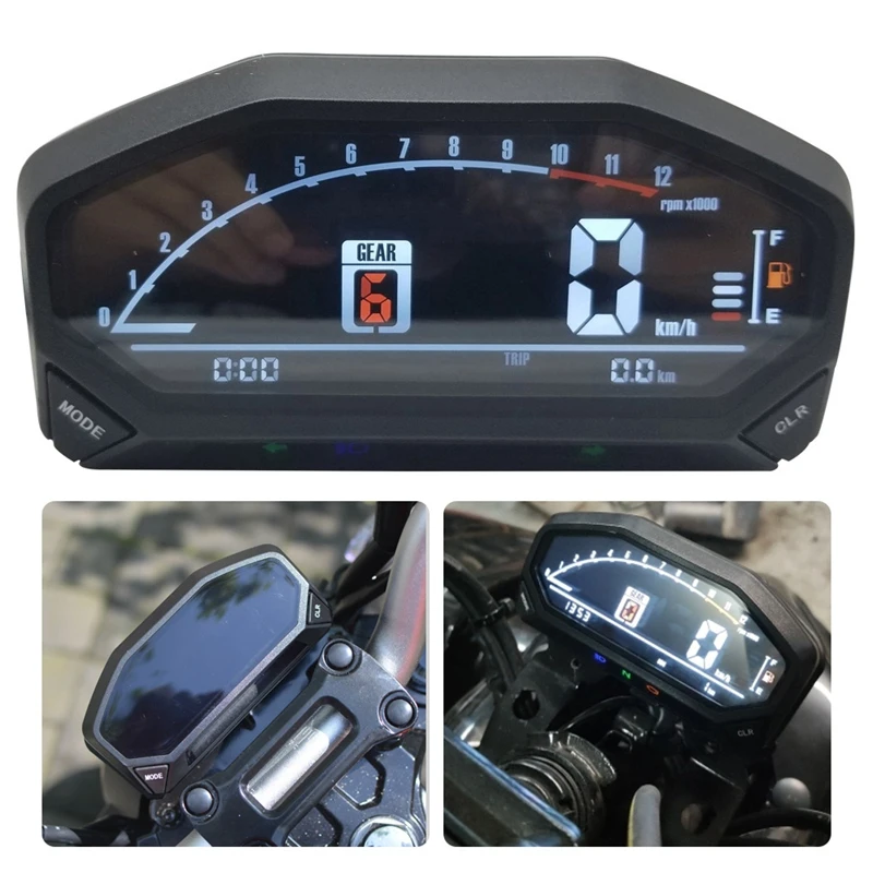 YG150-23 Universal Motorcycle LED LCD Speedometer Digital Odometer Tachometer for 1 2 4 Cylinders Adjut | Автомобили и мотоциклы