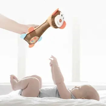 

Baby Boy Girls Cartoon Toys Newborn Babies Soft Sound Animal Plush Handbells Squeeze Rattle Toy