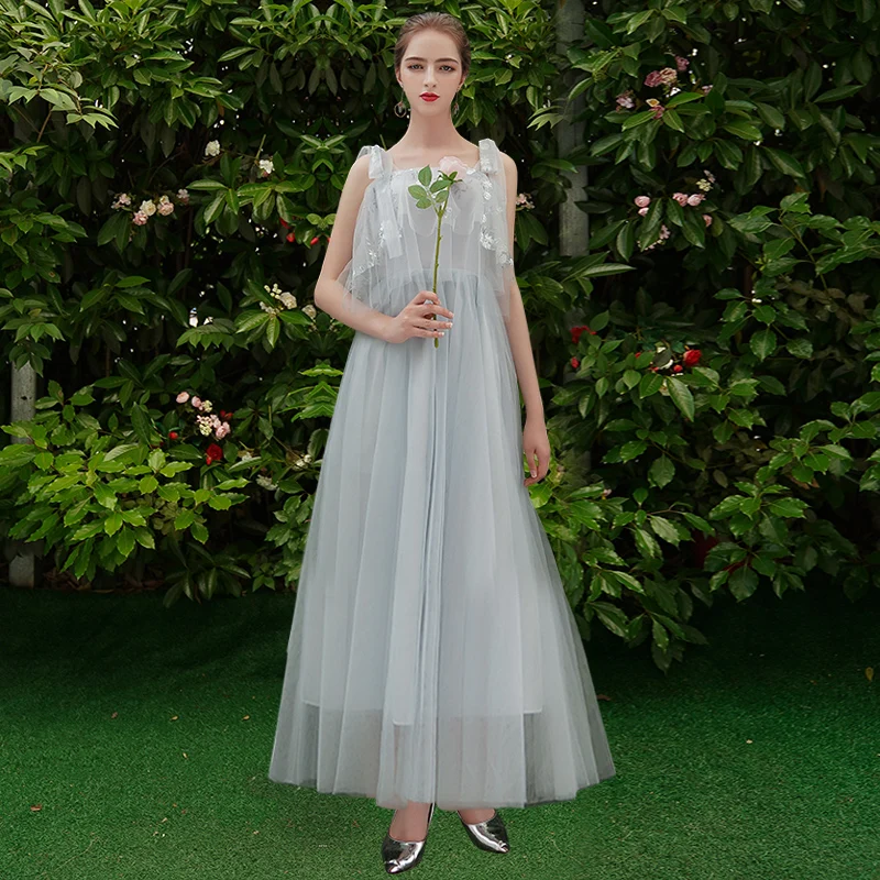 SSYfashion, элегантное серое длинное платье подружки невесты с аппликацией, вечерние, для выпускного, банкета, вечернее платье, свадебное платье, для особых случаев
