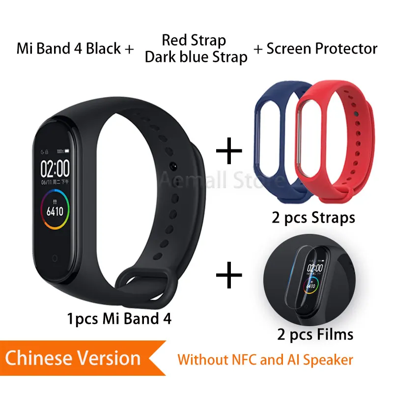 CNRedDarkblue Глобальная версия Xiaomi mi Band 4 смарт-браслеты mi band 4 браслет пульсометр фитнес 135 мАч цветной Bluetooth 5,0 китайская версия - Цвет: CNRedDarkblue