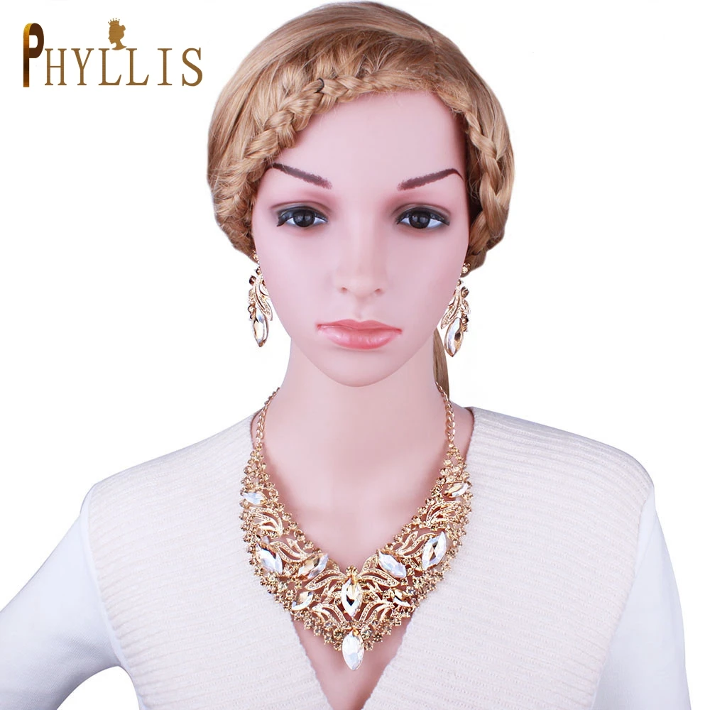 Conjuntos de Jóias Conjunto para Noivas Presentes para Mulher Phyllis Moda Cristal Festa Casamento Traje Brincos Colar Jóias C26 1 Phyllis c26 moda cristal conjuntos de jóias