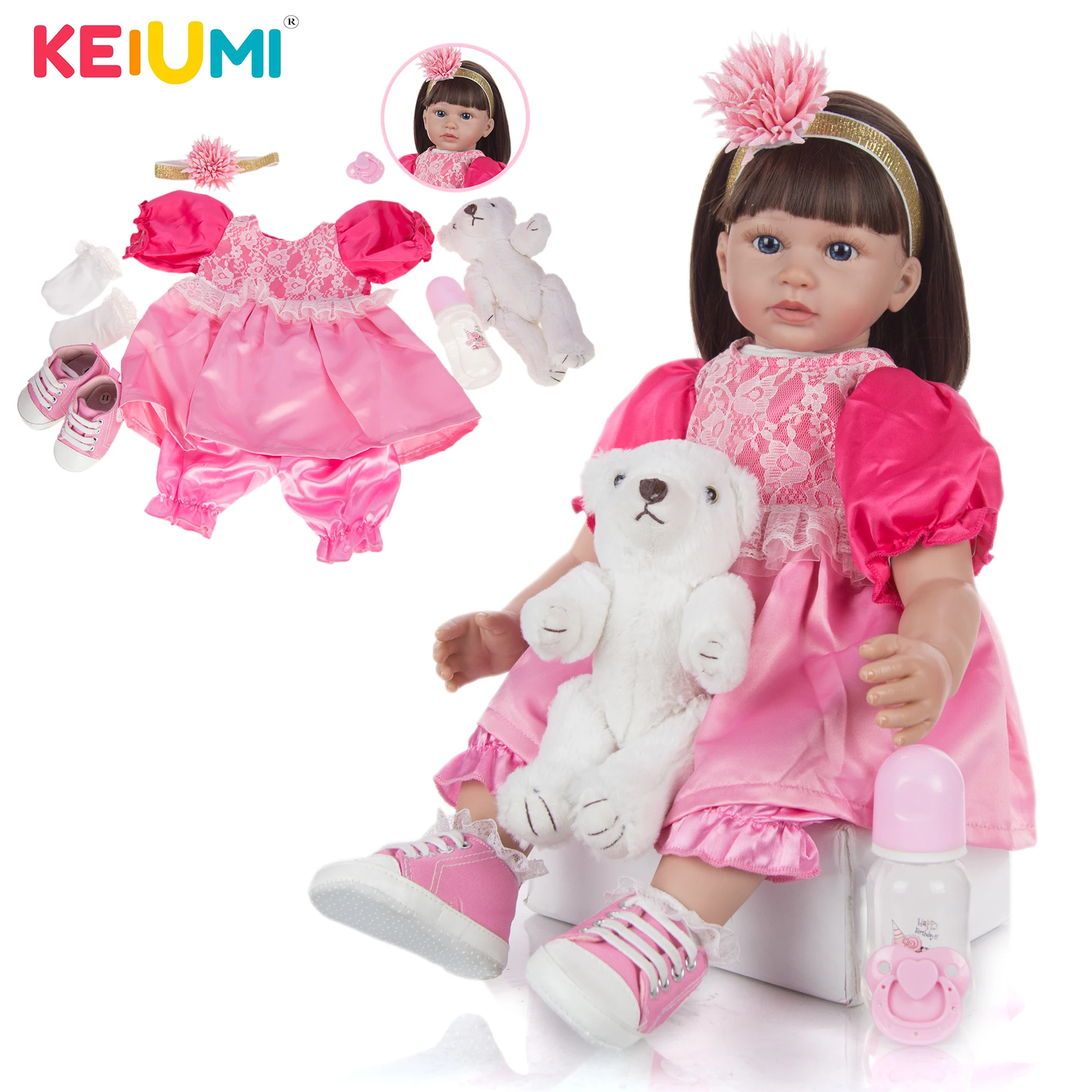 KEIUMI 24 Inch Princess Reborn Baby Silicone Dolls Soft Bebe Toys Girl Playmate Cosplay DIY Gift To Child Birthday | Игрушки и хобби