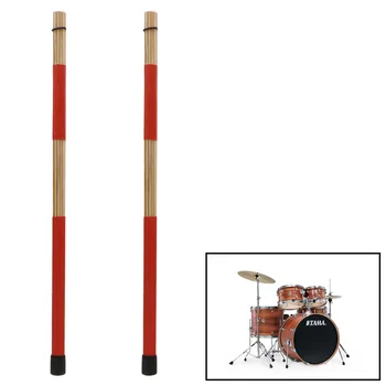 

1 Pair Drum Brushes Jazz Red Drum-Sticks Percussion Set Made Of Bamboo 40CM New Y51D