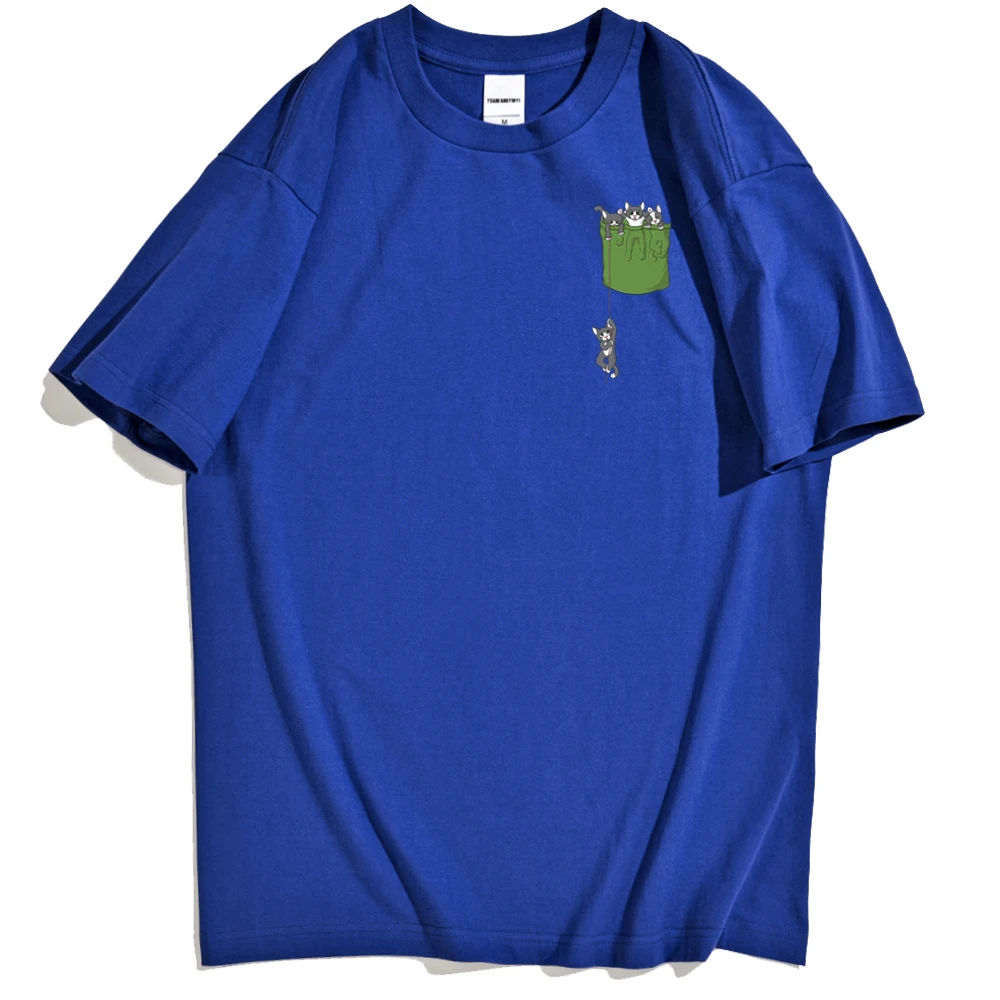 

T Shirt Funny Four Pocket Cats Cartoon Printing Men Shirts Brand Street Fashion Mens Clothing Round Neck Harajuku Male Tshirt