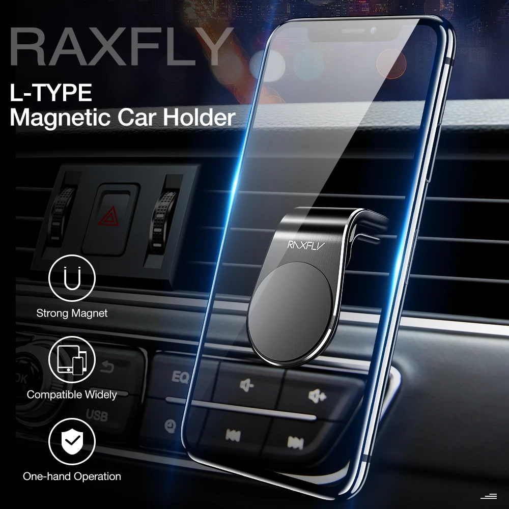 Магнитный держатель RAXFLY для Iphone huawei l-типа, автомобильный держатель на вентиляционное отверстие для мобильного телефона, база для автомобильного телефона, крепкая Магнитная подставка для автомобиля
