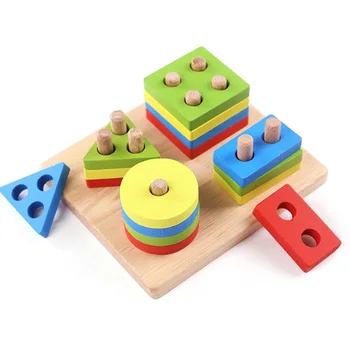 

New Arrival Learning Wooden Pole Geometry Shape Intelligence Math Educational Toys for Children Kids Dropshipping