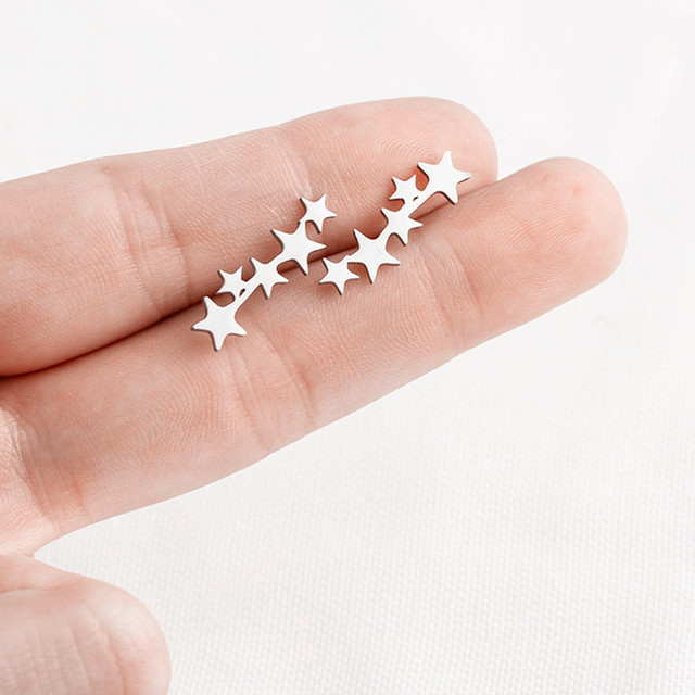 Steel Tiny Crescent Moon Stud star Earrings Boho Jewelry. Minimalist Earrings Gift