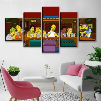 

Wall Art Modular Pictures Frame 5 Pieces Simpson Anime Character Canvas Painting Cuadros Decoration HD Prints quadro cuadros