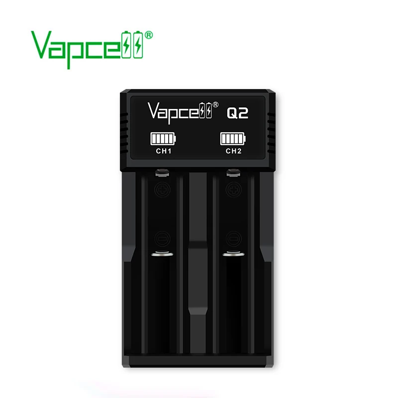 Vapcell Q2 зарядное устройство простой Смарт 2 слота 1A Micro USB светодиодный индикатор питания для литий-ионного зарядного устройства