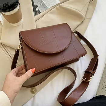 

[BXX] Vintage Stone Pattern Simple PU Leather Crossbody Bags For Women 2020 Shoulder Handbags and Purses Ladies Luxury Bag HP330