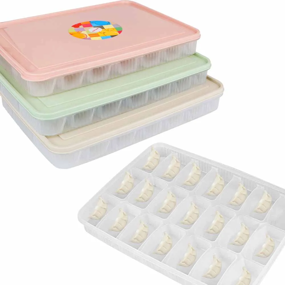 

NICEYARD Kitchen Tools Plastic Dumpling Box Tableware Refrigerator Organizer Dumpling Storage Container 21 Grids With Lid