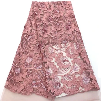 

High quality African sequins french lace fabric 2019 high quality embroidery sequence Swiss guipure Nigerian tulle lace fabrics