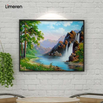 

Spring Natural Scene Waterfall DIY Handpainted Pictures On Canvas Painting By Numbers For Unique Gift Living Room Wall Art