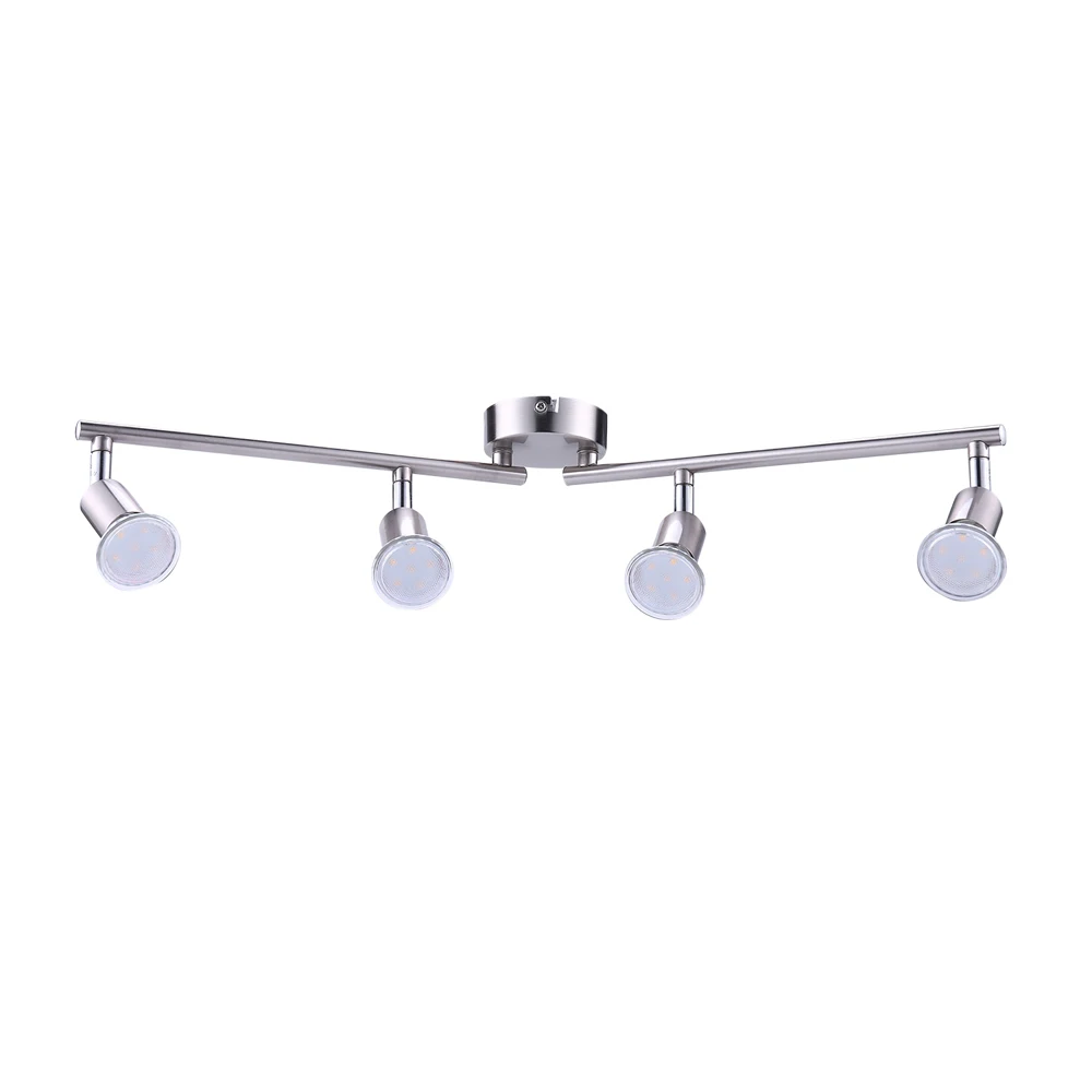 led kitchen ceiling lights 4Head Ceiling light GU10 Base Rotatable angle adjustable Lamp Black Silver for Living Room bedroom AC90-260v Lighting ceiling spotlights