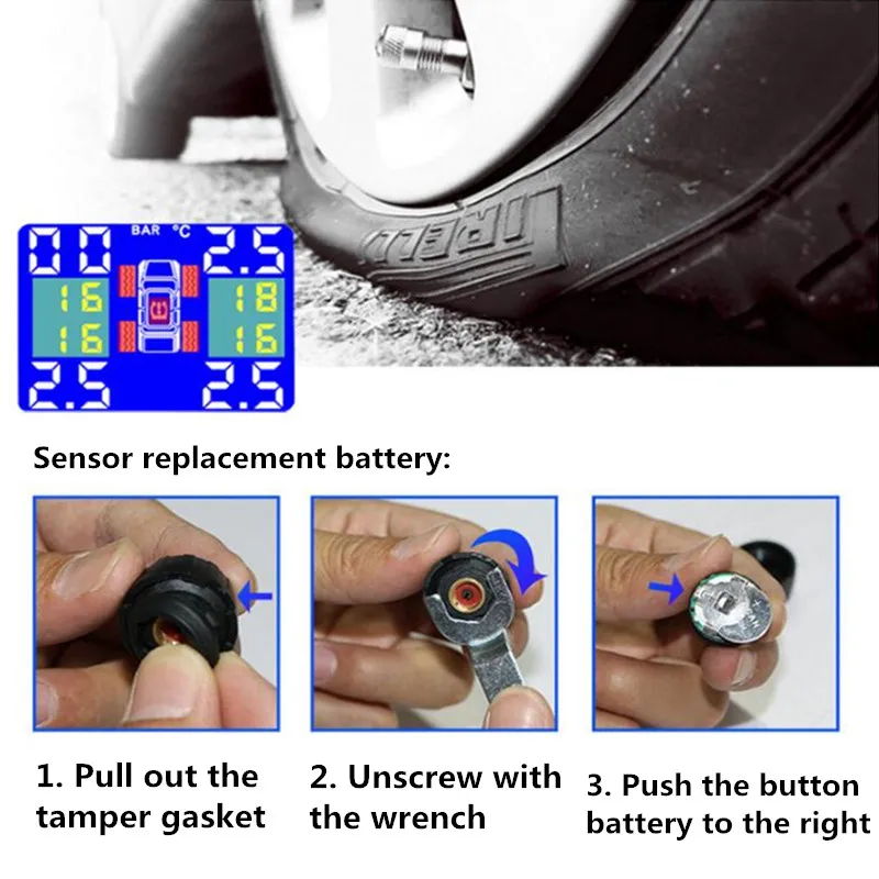 Автомобильная система контроля давления в шинах TPMS, цифровой дисплей, датчик давления в шинах, автомобильная безопасность