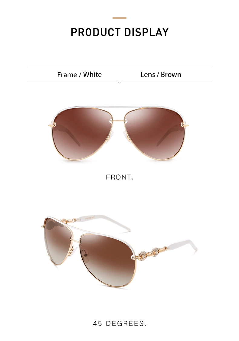 PARZIN, роскошные поляризованные женские солнцезащитные очки с бриллиантами, элегантные брендовые дизайнерские солнцезащитные очки для вождения, женские очки пилота 9613