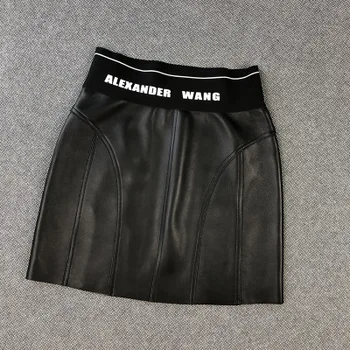 

2020 Women Spring Genuine Real Sheep Leather Skirt E6