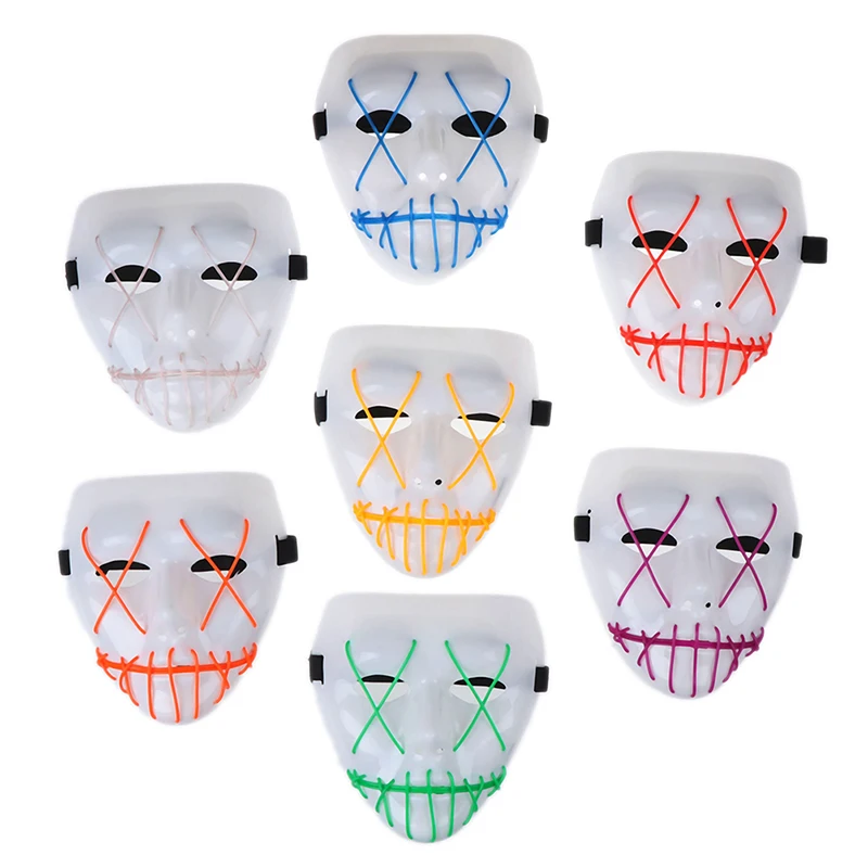 

1 PC Mask With A Controller Glowing Party Mask Light Up Fashion Clown Mask LED Neon Halloween Mask Party Decoration