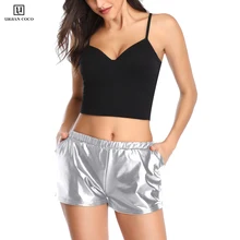 Urban CoCo женские блестящие металлические шорты с эластичной резинкой на талии