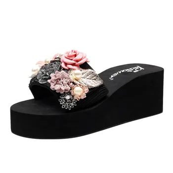 

Women's Ladies Wild Awedges Slippers Bohemia Floral Shoes Thick Bottom Platform Elegant Summer Casual Slipper Beach Shoe#BL5