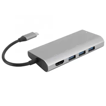 

Type-C to HDMI Hub RJ45 8-in-1 Multi-Function USB-C Docking Station for Notebook