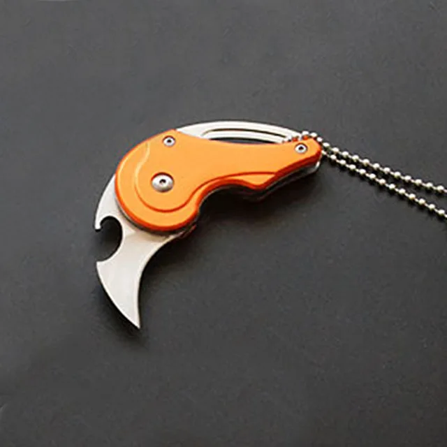HS инструменты многофункциональный из нержавеющей стали маленький Коготь Karambit высокопрочный нож для выживания на открытом воздухе мини складной нож - Цвет: Orange