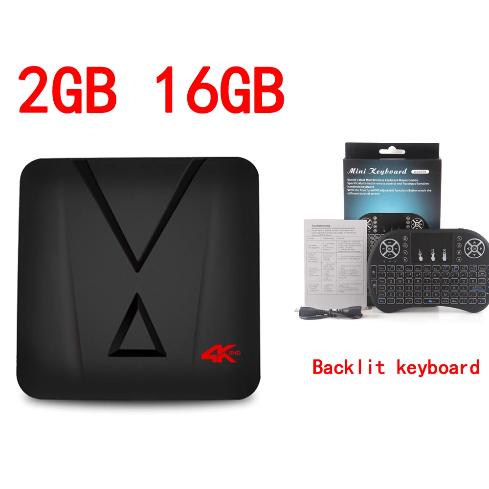 MX10 Мини ТВ коробка RK3328 Android 9,0 2G16G четырехъядерный 64 бит wifi 2,4G телеприставка клавиатура с подсветкой пульт дистанционного управления - Цвет: 16GB with i8keyboard