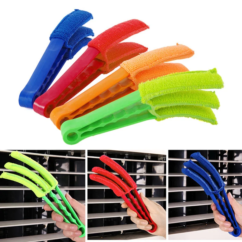 

3-blades Car Window Blinds Brush Air Conditioning Cleaner Shutter Tool Multi-functional Dust Cleaning Brush Auto Accessories
